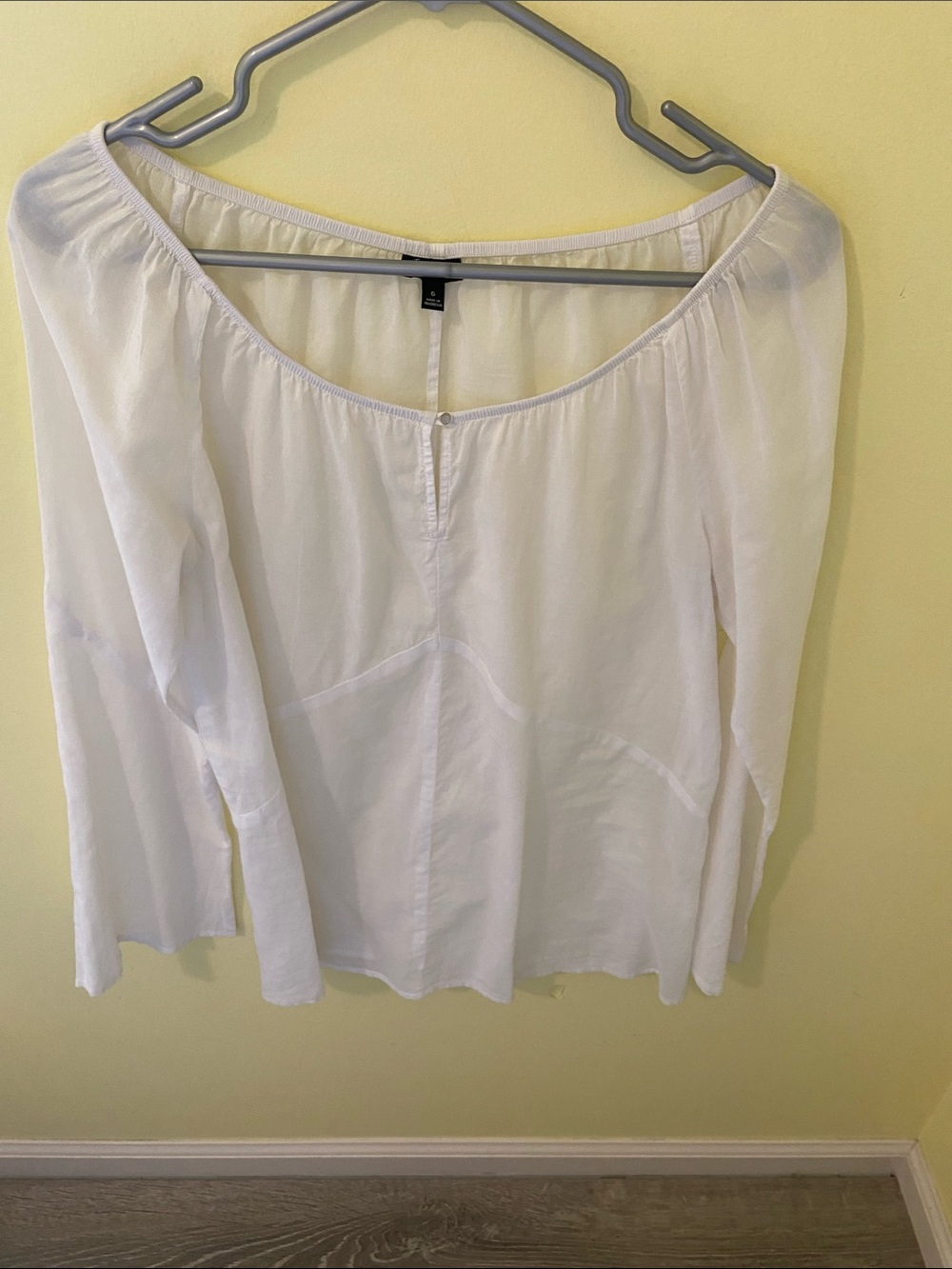 Talbots White Peasant Off-Shoulder Long Sleeve Blouse